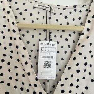 Polka dot ruched waist blouse